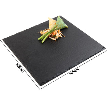 (6 sztuk) Płyta z naturalnego łupka - 300 x 300 mm - czarna - Prime Gastro