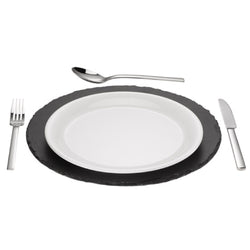 (6 sztuk) Płytka z naturalnego łupka - Ø 330 mm - czarna