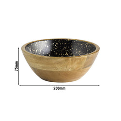 (6 sztuk) Miska - MANGO - drewno - 0,8 litra - Ø 200 mm - czarno - złota
