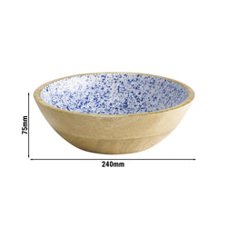(6 sztuk) Miska - MANGO - drewno - 1,1 litra - Ø 240 mm - biało - niebieska