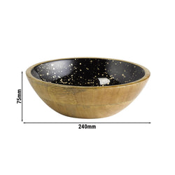 (6 sztuk) Miska - MANGO - drewno - 1,1 litra - Ø 240 mm - czarno - złota