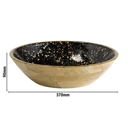 (6 sztuk) Miska - MANGO - drewno - 4 litry - Ø 370 mm - czarno - złota
