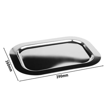 (6 sztuk) Taca - FINESSE - stal nierdzewna - 390 x 260 mm - wysokość: 20 mm - Prime Gastro