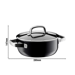WMF | Fusiontec Mineral – rondel – Ø 200 mm – 2,4 litra – wraz z pokrywką szklaną – czarny