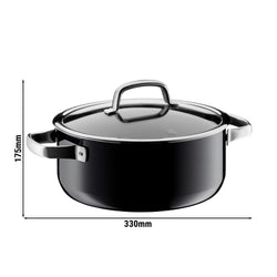 WMF | Fusiontec Mineral – rondel – Ø 240 mm – 4,4 litra – wraz z pokrywką szklaną – czarny
