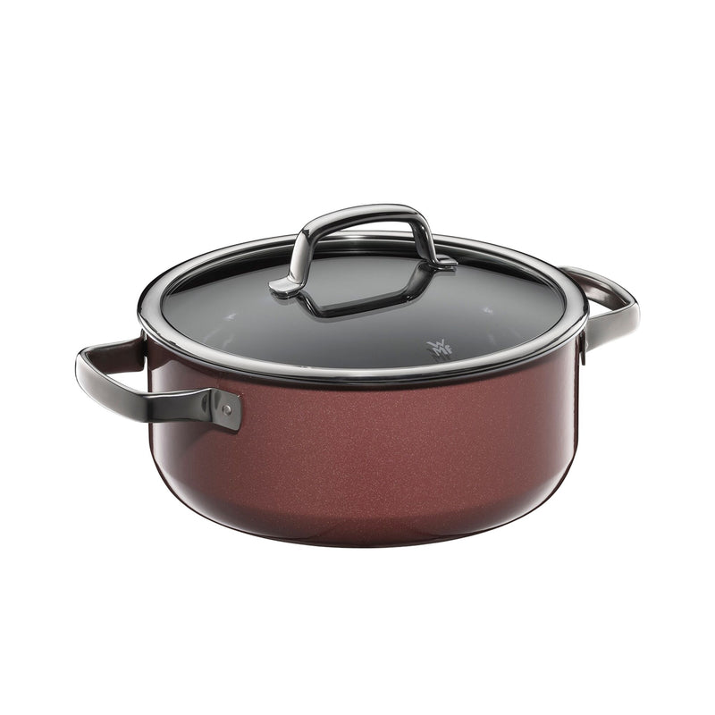 WMF | Fusiontec Mineral – garnek do smażenia – Ø 240 mm – 4,4 litra – wraz z pokrywką szklaną – Rose Quartz