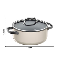 WMF | Fusiontec Mineral – rondel – Ø 240 mm – 4,4 litra – wraz z pokrywką szklaną – kolor makadamia