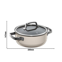 WMF | Fusiontec Mineral – rondel – Ø 200 mm – 2,4 litra – wraz z pokrywką szklaną – kolor makadamia