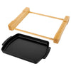 STAUB | SERVING – talerz z drewnianą podstawką – 330 x 220 mm – żeliwo – czarny