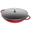 STAUB | SPECIALITIES – Wok z pokrywą szklaną – Ø 370 mm – żeliwo – kolor wiśniowy