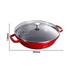 STAUB | SPECIALITIES – Wok z pokrywą szklaną – Ø 300 mm – żeliwo – kolor wiśniowy