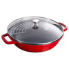 STAUB | SPECIALITIES – Wok z pokrywą szklaną – Ø 300 mm – żeliwo – kolor wiśniowy