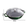 STAUB | SPECIALITIES – Wok z pokrywką szklaną – Ø 300 mm – żeliwo – kolor zielony bazyliowy