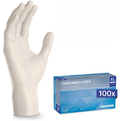 (10 sztuk) ARNOWA | Rękawiczki jednorazowe lateksowe – 100 sztuk – rozmiar XL – naturalne