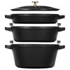 STAUB | ZESTAW STACKABLE – zestaw garnków – 3 szt. – Ø 240 mm – żeliwo – czarny