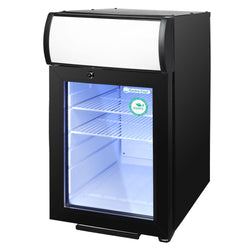 GASTRO - COOL | Chłodziarka minibarowa - 430 mm - 62 litry - z 1 szklanymi drzwiami & oświetleniem LED - srebrna
