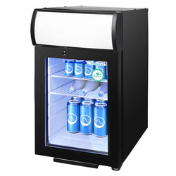 GASTRO - COOL | Chłodziarka minibarowa - 430 mm - 62 litry - z 1 szklanymi drzwiami & oświetleniem LED - srebrna