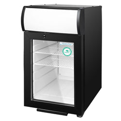 GASTRO - COOL | Chłodziarka minibarowa - 430 mm - 62 litry - z 1 szklanymi drzwiami & oświetleniem LED - srebrna