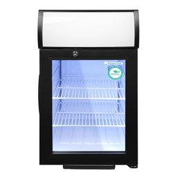 GASTRO - COOL | Chłodziarka minibarowa - 430 mm - 62 litry - z 1 szklanymi drzwiami & oświetleniem LED - srebrna