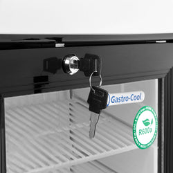 GASTRO - COOL | Chłodziarka minibarowa - 430 mm - 62 litry - z 1 szklanymi drzwiami & oświetleniem LED - srebrna