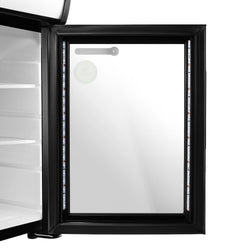 GASTRO - COOL | Chłodziarka minibarowa - 430 mm - 62 litry - z 1 szklanymi drzwiami & oświetleniem LED - srebrna
