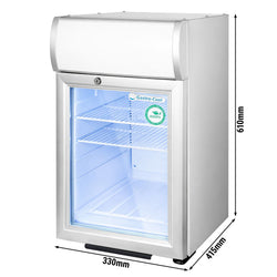 GASTRO - COOL | Chłodziarka minibarowa - 430 mm - 62 litry - z 1 szklanymi drzwiami & oświetleniem LED - srebrna