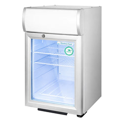 GASTRO - COOL | Chłodziarka minibarowa - 430 mm - 62 litry - z 1 szklanymi drzwiami & oświetleniem LED - srebrna
