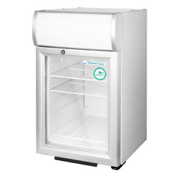 GASTRO - COOL | Chłodziarka minibarowa - 430 mm - 62 litry - z 1 szklanymi drzwiami & oświetleniem LED - srebrna
