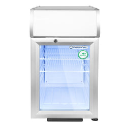 GASTRO - COOL | Chłodziarka minibarowa - 430 mm - 62 litry - z 1 szklanymi drzwiami & oświetleniem LED - srebrna