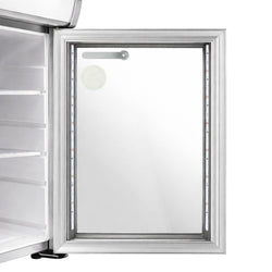 GASTRO - COOL | Chłodziarka minibarowa - 430 mm - 62 litry - z 1 szklanymi drzwiami & oświetleniem LED - srebrna