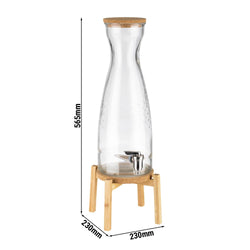 Dozownik do napojów - FRESH WOOD - zestaw 2 - częściowy - szklany pojemnik z kranikiem - 4,5 litra - wraz z podstawą