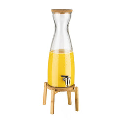 Dozownik do napojów - FRESH WOOD - zestaw 2 - częściowy - szklany pojemnik z kranikiem - 4,5 litra - wraz z podstawą