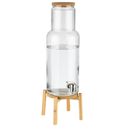 Dozownik do napojów - NORDIC WOOD - zestaw 2 - częściowy - szklany pojemnik z kranikiem - 7,5 litra - wraz z podstawą