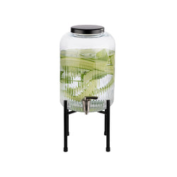 Dozownik do napojów - INDUSTRIAL - zestaw 2 - częściowy - szklany pojemnik z kranikiem - 7 litrów - wraz z podstawą