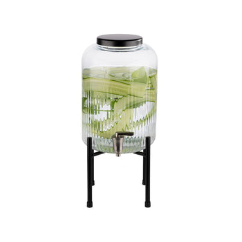 Dozownik do napojów - INDUSTRIAL - zestaw 2-częściowy - szklany pojemnik z kranikiem - 7 litrów - wraz z podstawą - Prime Gastro