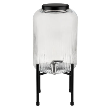 Dozownik do napojów - INDUSTRIAL - zestaw 2-częściowy - szklany pojemnik z kranikiem - 7 litrów - wraz z podstawą - Prime Gastro