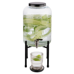 Dozownik do napojów - INDUSTRIAL - zestaw 2 - częściowy - szklany pojemnik z kranikiem - 7 litrów - wraz z podstawą