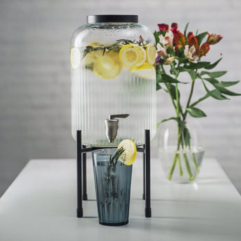 Dozownik do napojów - INDUSTRIAL - zestaw 2-częściowy - szklany pojemnik z kranikiem - 7 litrów - wraz z podstawą - Prime Gastro