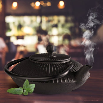 Czajnik - ASIA - 0,8 litra - żeliwo - z sitkiem - czarny - Prime Gastro