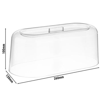 Pokrywa do przechowywania żywności - tworzywo SAN - 260 x 120 mm - wysokość: 100 mm - owalna - Prime Gastro