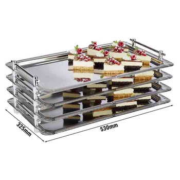 (6 sztuk) Taca systemowa - stal nierdzewna - GN 1/1 - wysokość: 55 mm - z uchwytami - Prime Gastro