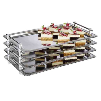 (6 sztuk) Taca systemowa - stal nierdzewna - GN 1/1 - wysokość: 55 mm - z uchwytami - Prime Gastro