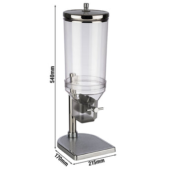 Dozownik płatków śniadaniowych - FRESH+EASY - 1 plastikowy pojemnik - 4,5 litra - stojak ze stali nierdzewnej - Prime Gastro