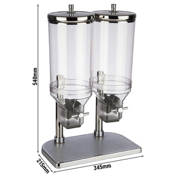 Dozownik płatków śniadaniowych Duo - FRESH+EASY - 2 plastikowe pojemniki - 2x 4,5 litra - stojak ze stali nierdzewnej - Prime Gastro