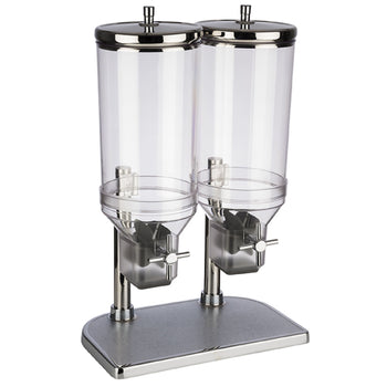 Dozownik płatków śniadaniowych Duo - FRESH+EASY - 2 plastikowe pojemniki - 2x 4,5 litra - stojak ze stali nierdzewnej - Prime Gastro