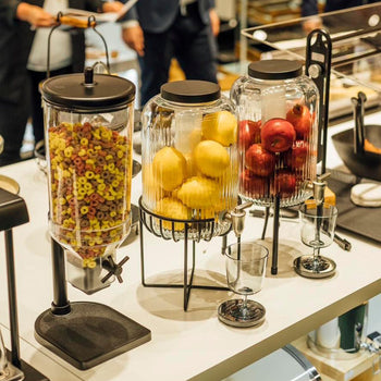 Dozownik płatków śniadaniowych - FRESH+EASY - 1 plastikowy pojemnik - 4,5 litra - stojak ze stali nierdzewnej - Prime Gastro