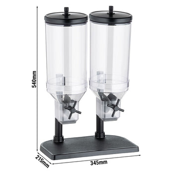 Dozownik płatków śniadaniowych Duo - FRESH+EASY - 2 plastikowe pojemniki - 2x 4,5 litra - stojak ze stali nierdzewnej - Prime Gastro