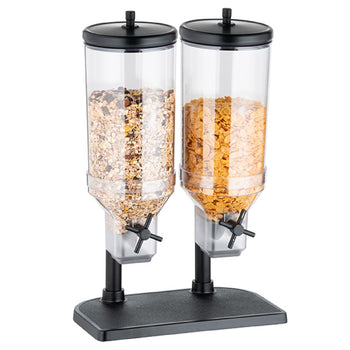 Dozownik płatków śniadaniowych Duo - FRESH+EASY - 2 plastikowe pojemniki - 2x 4,5 litra - stojak ze stali nierdzewnej - Prime Gastro