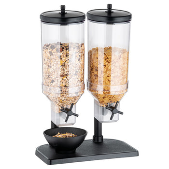 Dozownik płatków śniadaniowych Duo - FRESH+EASY - 2 plastikowe pojemniki - 2x 4,5 litra - stojak ze stali nierdzewnej - Prime Gastro