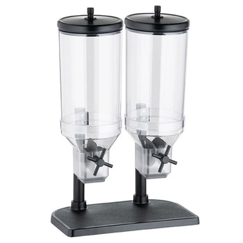 Dozownik płatków śniadaniowych Duo - FRESH+EASY - 2 plastikowe pojemniki - 2x 4,5 litra - stojak ze stali nierdzewnej - Prime Gastro